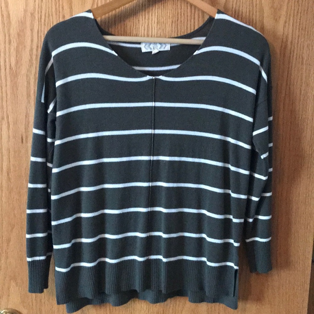 Olive green striped sweater